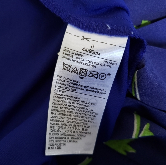 Banana Republic Button Front Pleated Leaf Print Midi Skirt Blue Green Sz 6 - Picture 4 of 5